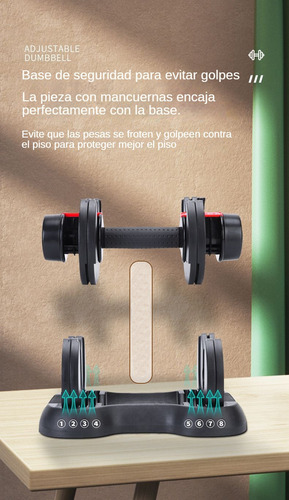Mancuerna Ajustable Diferentes Pesos 5-25 Lb Color Negro