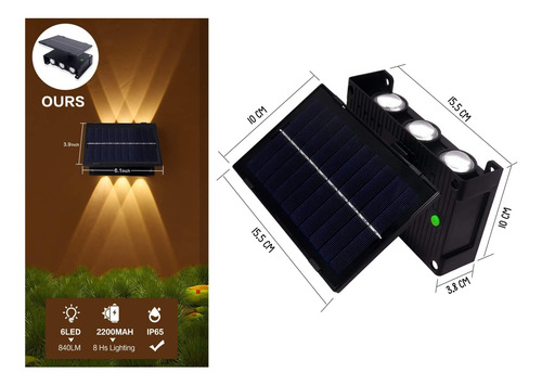Imagen 3 de 6 de Lámpara Aplique De Pared Solar Tipo Lupa Para Exteriores