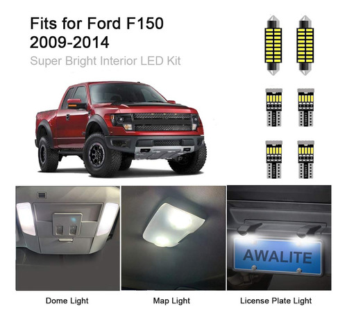 Kit 9 Luz Led Interior F150 Super Brillante Para Mapa Ford 2