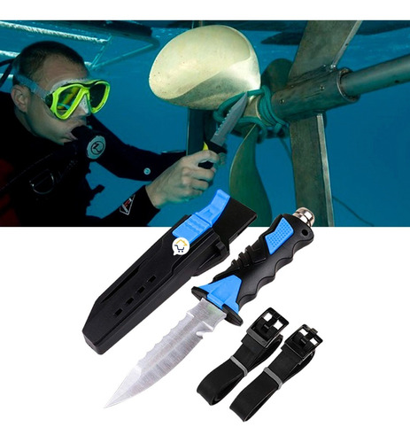 Cuchillo Para Buceo Táctico Pesca + Estuche Y Correas 313