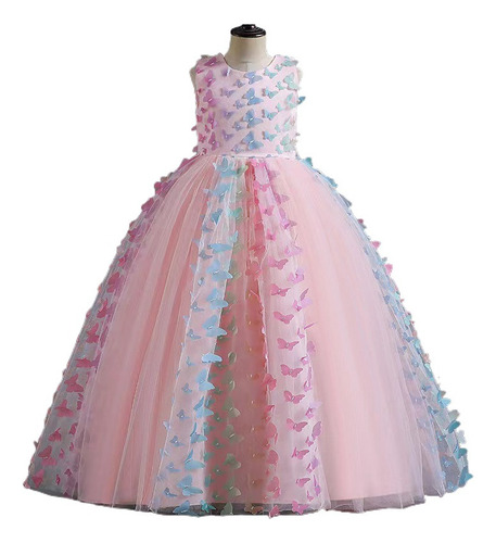 Vestido De Tul Para Niñas Con Diseño De Mariposas