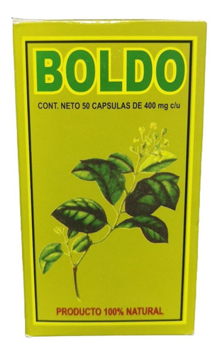 Boldo 50 Capsulas 400 Mg C/u Gases Vientre Hinchado Cba Sabor Sin sabor