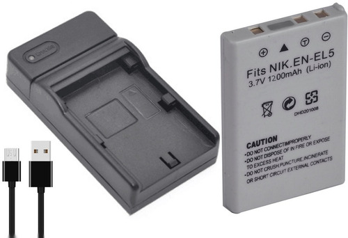 Imagen 8 de 10 de Cargador Usb + Batería En-el5 P Coolpix P5100 S1 P510/p520