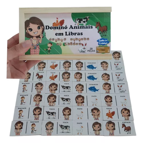 Jogo Educativo Pedagógico Infantil Dominó de Animais 28 Pçs