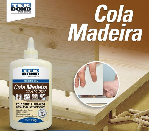 Imagem 2 de 5 de Cola Para Madeira Tacos Móveis Mdf Papel Tecido 250g Tekbond