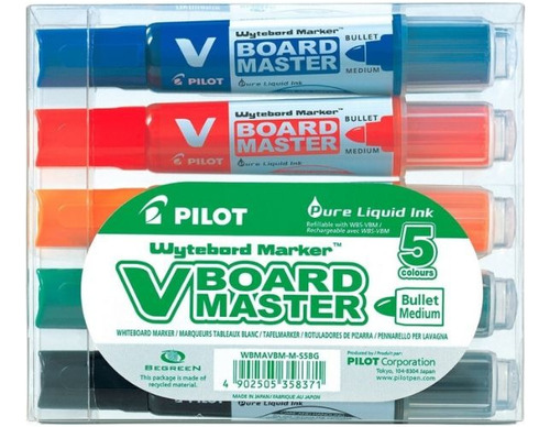 Set 5 Pilot V Board Master Plumones De Pizarra Recargables