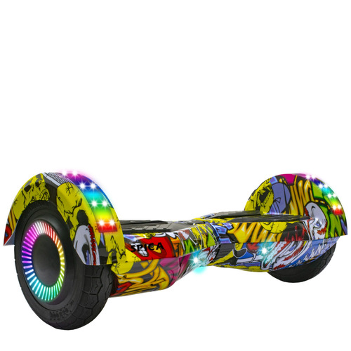 Imagen 3 de 7 de Patineta Scooter Electrica Hoverboard Spica S-90 Luz Rgb Bt Amarillo