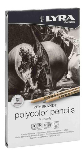 Lapis De Cor Lyra Polycolor Rembrandt 12 Tons De Cinza