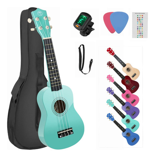 Ukelele De Tilo Soprano De Alto Brillo Kit De Inicio De 21 P