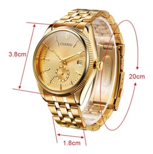 Relógio Feminino E Masculino Dourado Importado +frete Gratis