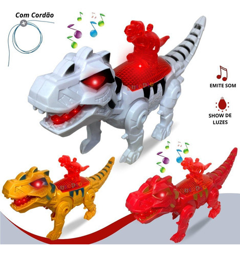 Dinossauro Robô Rex De Brinquedo Com Som Luz Led