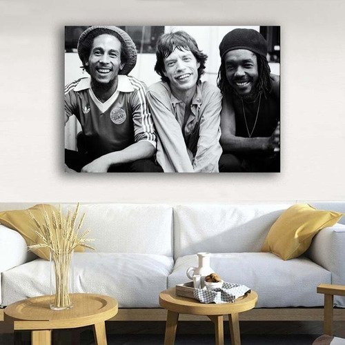 Cuadro Decorativo Moderno Bob Marley Mick Jagger Tosh 90x60