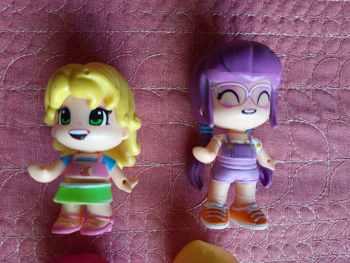 4 Pinypon Cabello Amarillo, Rosa Y Lila De 7 Cms (Usado)