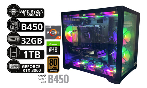 Pc Gamer Ryzen 7 5800xt 1tb Nvme 32gb 3060 Windows 11 Pro