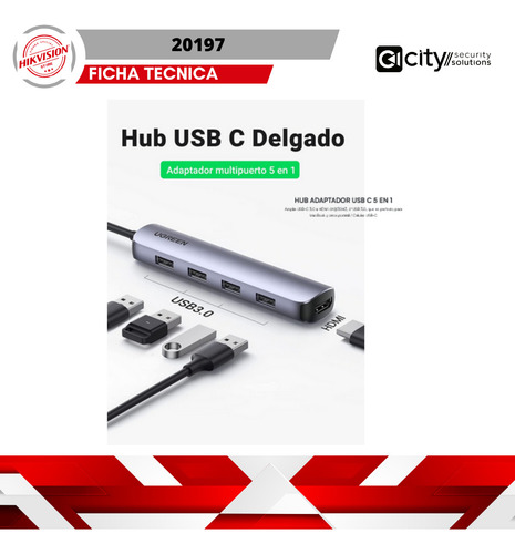 Hub Usb-c A 4 Puertos Usb 5 En 1 M20197