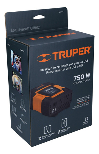 Inversor Convertidor De Corriente 750w 12v A 110-120v Truper INCO-750