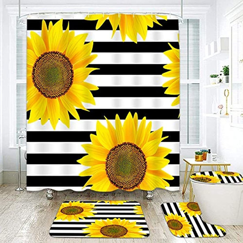 Britimes Juego De 4 Cortinas De Ducha Con Diseño De Girasole