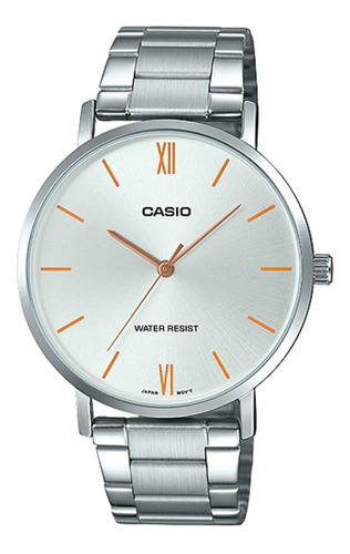 Reloj pulsera Casio MTP-VT01 con correa de acero inoxidable color plateado