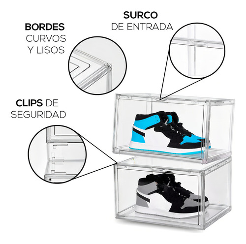 Cajas De Acrilico Premium Para Tenis Sneakerbox Cajas Apilables Con Puerta Con Iman Fasilyt 12 Piezas