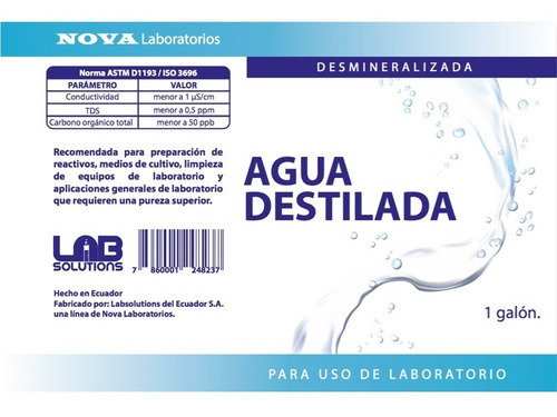 Imagen 3 de 4 de Agua Destilada Galón, Laboratorios, Equipos Médicos