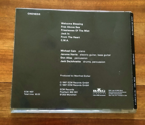 Jack Dejohnette - Oneness / Ecm / U.s.a. / Cd Estándar (Usado)