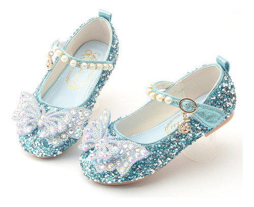 Zapatos De Princesa Niñas Con Lazos Y Perlas De Lentejuelas