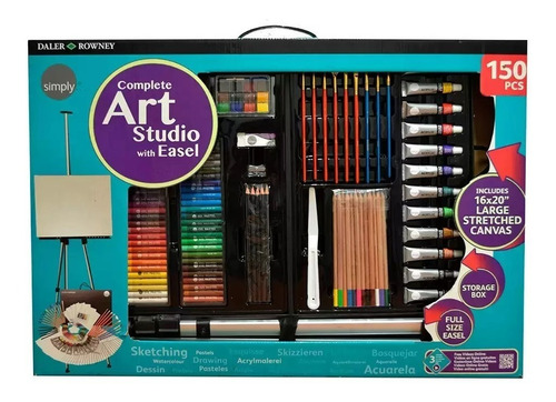 Imagen 3 de 5 de Set De Arte 150 Piezas Con Caballete Metálico Daler & Rowney