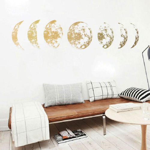 Calcomanía De Pared, Diseño De Fase Lunar, Pegatina De Fondo