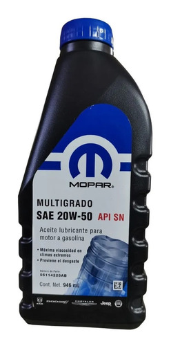 Aceite Original Mopar 20w50 Mineral Api Sn 946ml