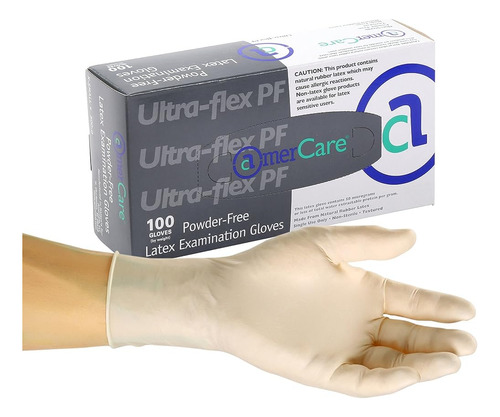 Amercare Ultra Flex Sin Polvo, Guantes De Examen De Látex Pa