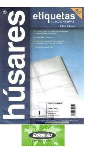 100 Hojas Etiquetas Autoadhesivas Husares H34127 A4 7,00x3,1