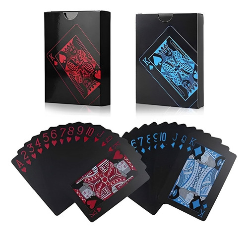 Cartas Baraja Pvc De Naipes A Prueba De Agua Rojo + Azul