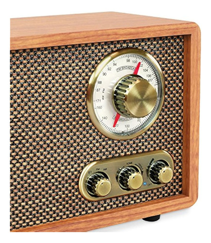 Radio De Madera Con Bluetooth Fmam Y Esfera Giratoria