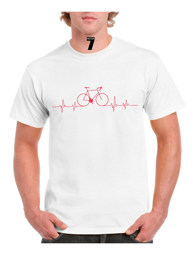 Polera Manga Corta  Linea Cardiaca Con Bicicleta 