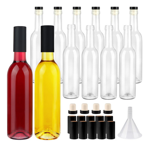 Guanena 12 Pack 12 Botellas De Vidrio Transparente De 12oz C