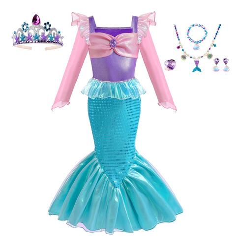 Disfraz De Sirenita Para Niñas Vestido Princesa Ariel Fiesta De Cumpleaños Roles Del Carnaval De Halloween