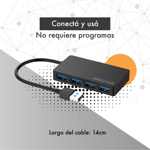 Imagen 6 de 10 de Hub Usb 3.0 A 4 Usb - Alta Velocidad