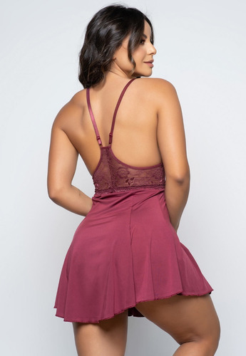 Imagem 6 de 10 de Kit 2 Camisola Sexy Lingerie Costa Aberta Renda Linha Noite