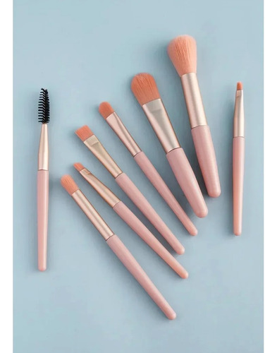 Brocha Mini Maquillaje Suave Set 8 Pz Sombra Ojos Cejas 10cm