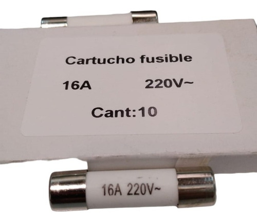 Pack 10 Cartucho Fusible Para Caja De Tapones 16 Amp 