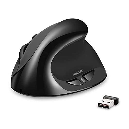 Mouse Aurtec Ergonomico Inalámbrico Recargable -negro