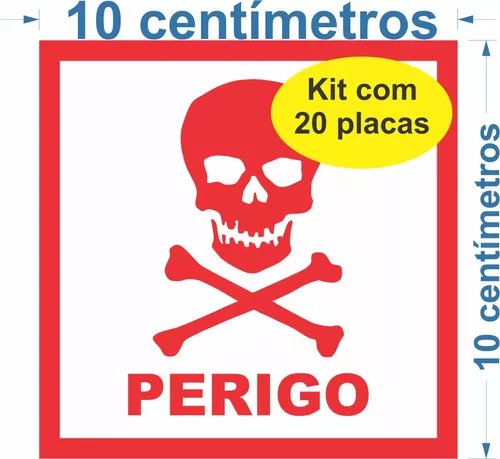 Placa Sinalização - Perigo Caveira Produto Tóxico 18x23 - Sinalizo