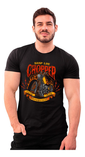 Camiseta Motocicleta Chopper 1976 Harley T-shirt Algodão
