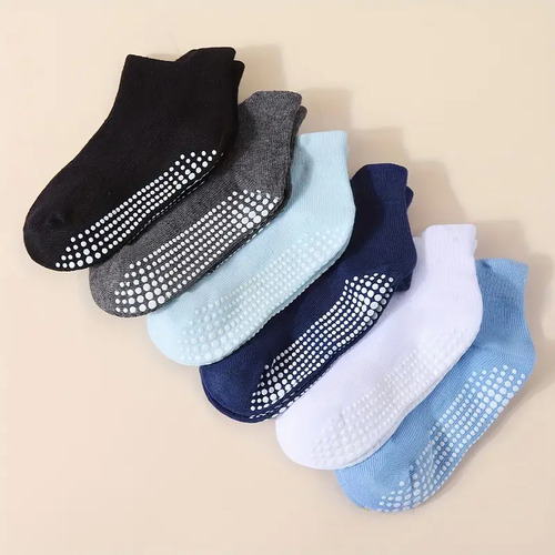 6 Pares De Calcetas Para Niños Antiderrapantes Multicolor