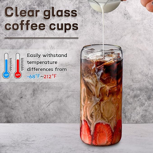 Vasos De Vidrio Con Tapa,vasos Con Forma De Lata De 16 Onzas