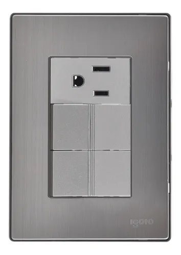 comprar Placa Armada Con 2 Apagadores Sencillos. 1 Contacto De 1 Mód Color Plata