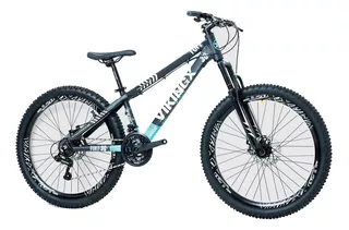 Bicicleta  VikingX Tuff 30 aro 26 21v freios de disco mecânico câmbio Shimano cor preto/azul-celeste