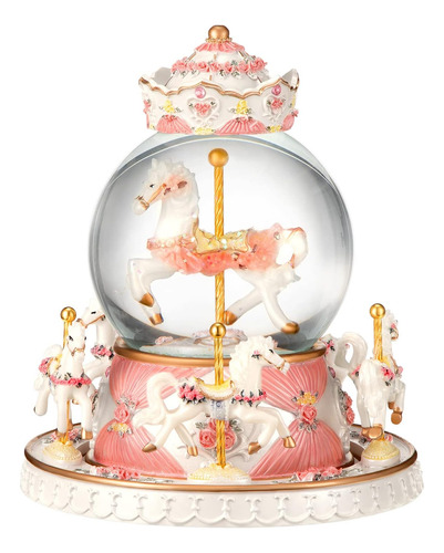 Caja De Música Autker Unicorn Snow Globe Carousel Caja De Mú