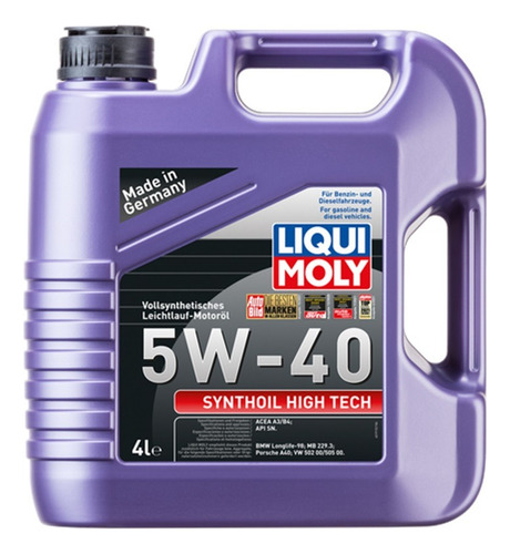 Aceite Motor Sintético 5w40 Synthoil High Tech 4lt Liqui Mol