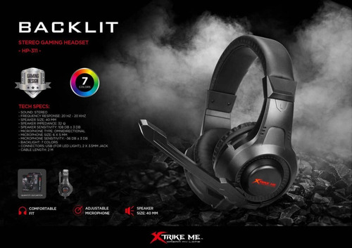 Imagen 4 de 4 de Auricular Gamer Pc Con Mic Ajustable Xtrike-me Hp-311